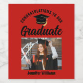 赤黒卒業パーソナライズされた会 ワインラベル (シングルラベル)