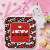 赤黒卒業パーソナライズされた ペーパープレート (パーティー)