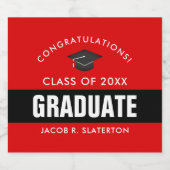 赤黒卒業パーソナライズされた リキュールボトルラベル (シングルラベル)