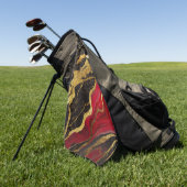 赤黒大理石の金ゴールド ゴルフタオル (グリーン)