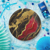 赤黒大理石の金ゴールド ペーパープレート (パーティー)