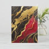 赤黒大理石模様に金 招待状 (スタンド正面)