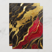 赤黒大理石模様に金 招待状 (正面/裏面)