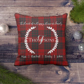 赤黒姓パーソナライズされたモノグラム クッション