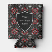 赤黒幾何シールドカスタム文字 缶クーラー (正面)