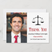 赤黒弁護士はかりで測法廷写真 サンキューカード (正面)