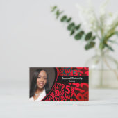 赤黒数字カスタムプロフェッショナル写真 名刺 (スタンド正面)