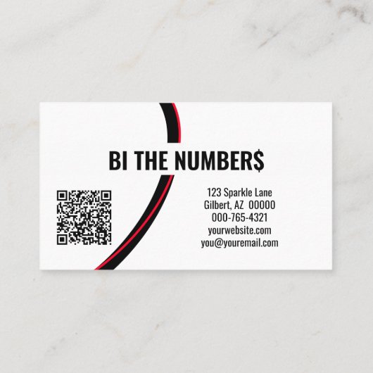 赤黒数字カスタム写真QRコード 名刺 (裏面)