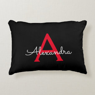 赤黒文字モノグラガーリーム名 アクセントクッション