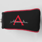 赤黒文字モノグラガーリーム名 ゴルフヘッドカバー (正面)