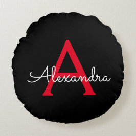 赤黒文字モノグラガーリーム名 ラウンドクッション