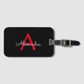赤黒文字モノグラガーリーム名 ラゲッジタグ (正面横)