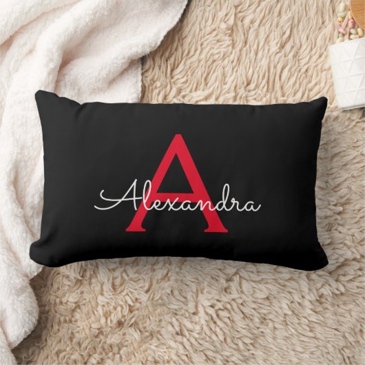 赤黒文字モノグラガーリーム名 ランバークッション (ブランケット)