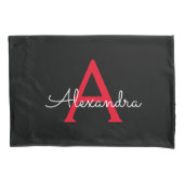 赤黒文字モノグラガーリーム名 枕カバー (正面)