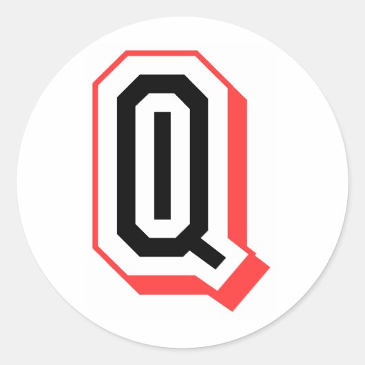 赤黒文字Q ラウンドシール (正面)