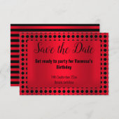 赤黒日付パターン(の模様が)あるを保存 案内状 (正面/裏面)