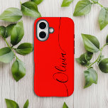 赤黒書字エレガントのスクリプト名 Case-Mate iPhone 14ケース<br><div class="desc">赤い黒の書道のスクリプトのタイポグラフィの名前エレガントカスタムiPhone 14電話のケースは赤い背景に手の書道のスクリプトのにモダンは、あなたの名前を持つトレンディーとデザインを特徴と。©Evco Studio www.zazzle.com/store/evcostudioによる設計</div>