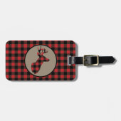 赤黒水牛のプレイドディアー ラゲッジタグ (正面横)