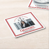 赤黒法学校写真卒業会 スクエアペーパーコースター (アングル)