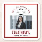 赤黒法学校写真卒業会 スクエアペーパーコースター (正面)