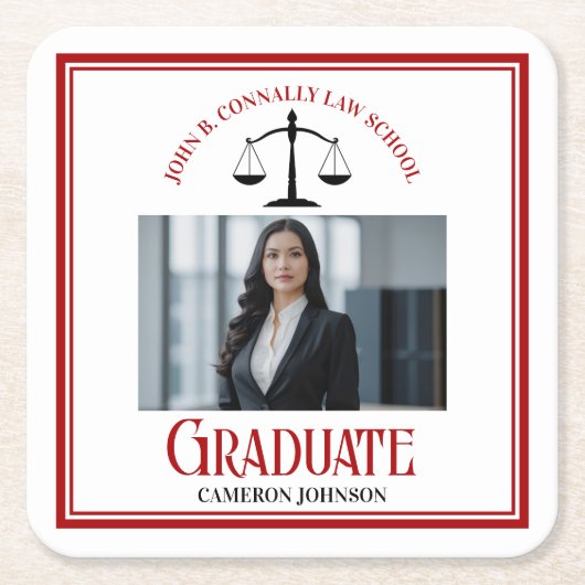 赤黒法学校写真卒業会 スクエアペーパーコースター (正面)