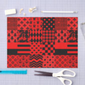 赤黒混合パターンパッチワークデザイン 薄葉紙 (クラフト)