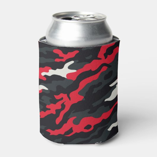 赤黒灰白カモフラージュ迷彩 缶クーラー (缶正面)