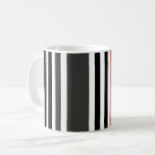 赤黒灰色の縦縞模様 コーヒーマグカップ (正面左)