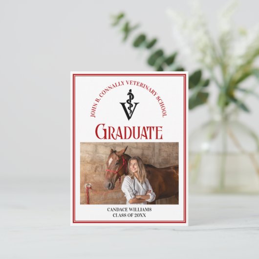 赤黒獣医学校の写真卒業 ポストカード (スタンド正面)