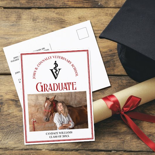 赤黒獣医学校の写真卒業 ポストカード
