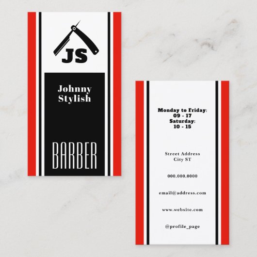 赤黒理容師 名刺 (正面/裏面)