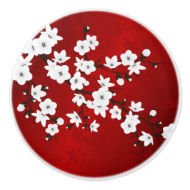 赤黒白さくらんぼブロッサムアジアフローラ セラミックノブ