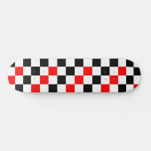 赤黒白のチェック柄デザイン スケートボード (横)