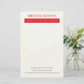 赤黒白のミニマルシンプルモダン 便箋 (スタンド正面)