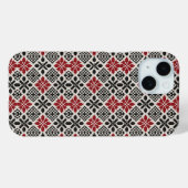 赤黒白の幾何学模様のケフィーヤ民族柄 Case-Mate iPhoneケース (裏面 (横))