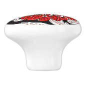 赤黒白アールヌーボー花 セラミックノブ (側面)