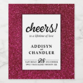 赤黒白シックモダンズ結婚グリッター ワインラベル (シングルラベル)