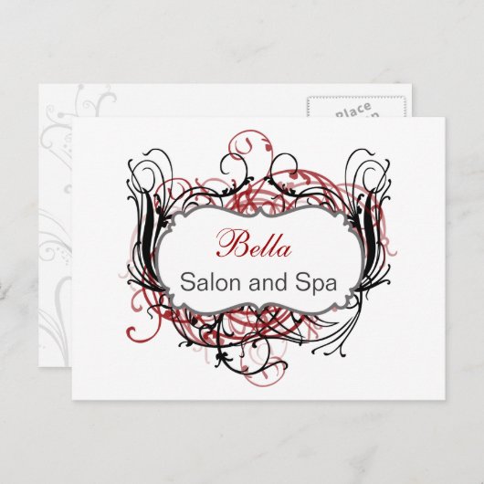 赤黒白シック・ビジネス・サンキューカード ポストカード (正面/裏面)