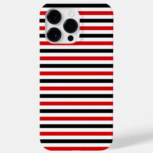 赤黒白ストライプデザイン Case-Mate iPhoneケース (裏面)