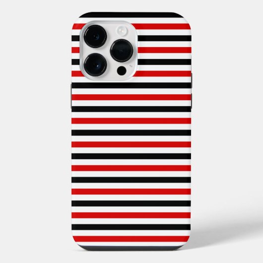 赤黒白ストライプデザイン iPhoneケース (裏面)