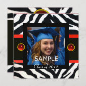 赤黒白ゼブラの毛皮 モノグラム フォト テンプレート (正面/裏面)