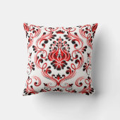 赤黒白ダマスク花柄エレガント クッション (裏面)