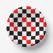 赤黒白チェック柄デザイン ペーパーボウル (正面)