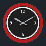 赤黒白ミニマリスト大時計 ラージ壁時計<br><div class="desc">クロックモダンは、赤、黒、白のカラーパレットにミニマルデザインを備えている。黒シンプル色の背景に白い数字と赤のデザインが付いた白い縁ど。キッスタイリッシュチン、リビングルームまたはオフィスの壁に加えモダン、大事な行事のための思い入れのモダンあるオフィスギフトまたはホームギフト。提供されたフィールドを使用するカスタマイズか、または更にカスタマイズカスタマイズ「セクション」を選択してレイヤーに移動してデザインを表示し、背景色やその他のイメージ要素を好みに合わせて変更するか、またはデザイナーに「メッセージ」ボタンを使用してメッセージを表示する。</div>