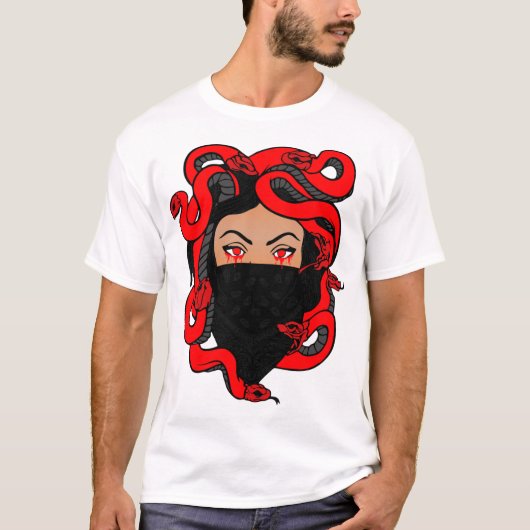 赤黒白メドゥーサヘッドシャツ Tシャツ (正面)