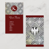 赤黒白ローマのイーグルダマスモノグラム 名刺 (正面/裏面)
