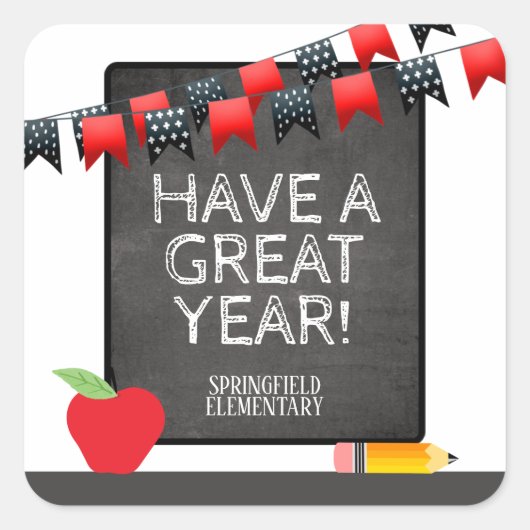 赤黒素晴らしの黒板を持つ スクエアシール (正面)