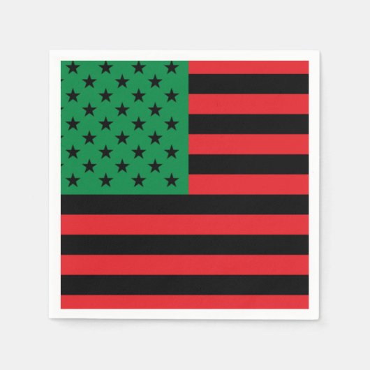 赤黒緑のアメリカ国旗 スタンダードカクテルナプキン (正面)