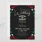 赤黒緑の部族アフリカ結婚の 招待状 (正面)
