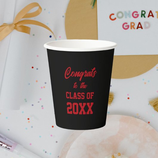 赤黒色卒業パーティー 紙コップ